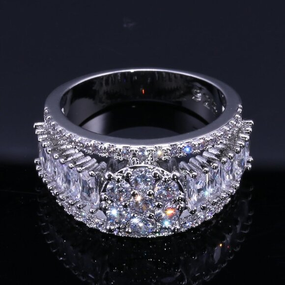 💎 Luxury Anillos Rectangle Round Gemstone 925 Silver Ring for Women,VIP535 - Picture 4 of 5